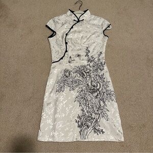 Embroidery silk cocktail dress